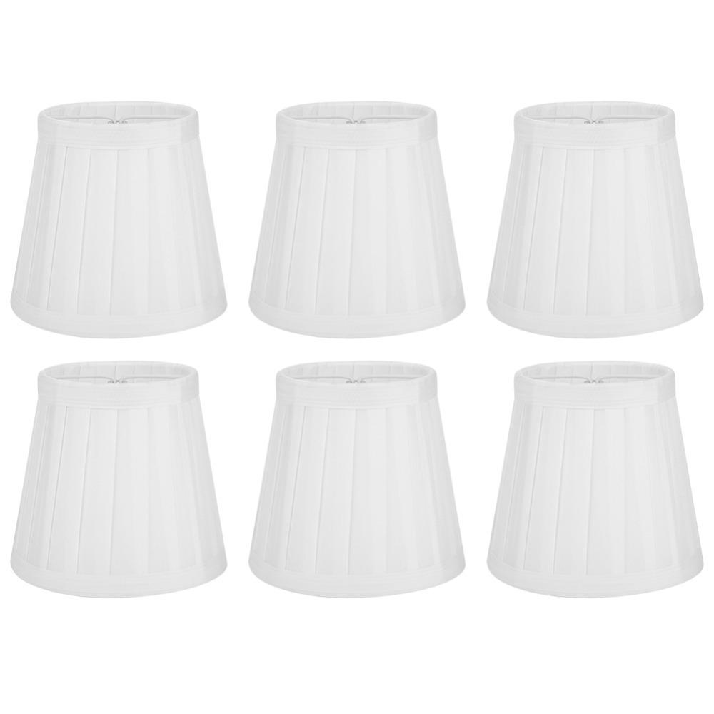

6PCS Barrel Shape Chandelier Lampshade Fabric Pleated Lamp Shade Table Lamp білий