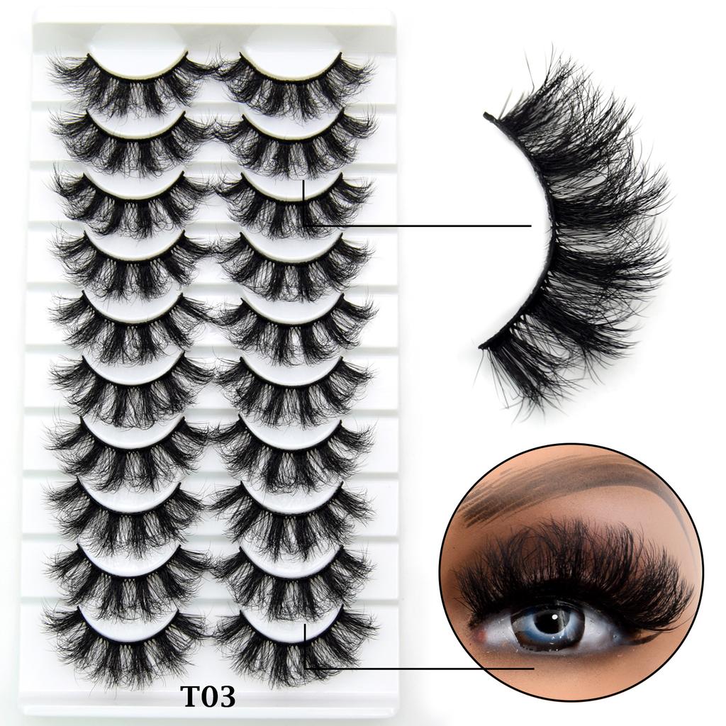 10 Pairs Eyelashes Natural Long 3D Mink Lashes Fluffy Volume Mink False Eyelashes Cruelty Free Wispy Lashes Makeup