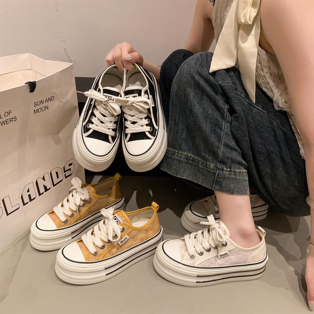 Breathable new thick little white shoes women's summer shoes 2025 super fire with baseplate thin canvas shoes season casual versatile skirt
