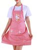 Checkered Bunny Apron - Brown Cartoon Pattern Kitchen Apron, Lightweight Breathable Sweat-Absorbent  Suitable for Baking BBQ Cleaning Housework
