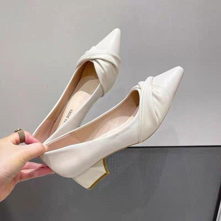 Anti-slip Shoes, Low-heeled High-heeled Shoes, Shallow-toe Pointed-toe Women's Single Shoes Devotion