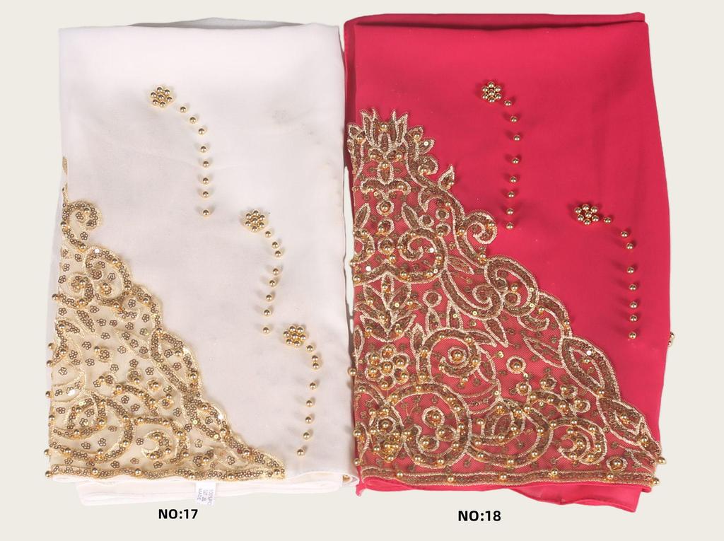 A092 Beaded Chiffon Ethnic Headscarf - Southeast Asia Fashion Scarf