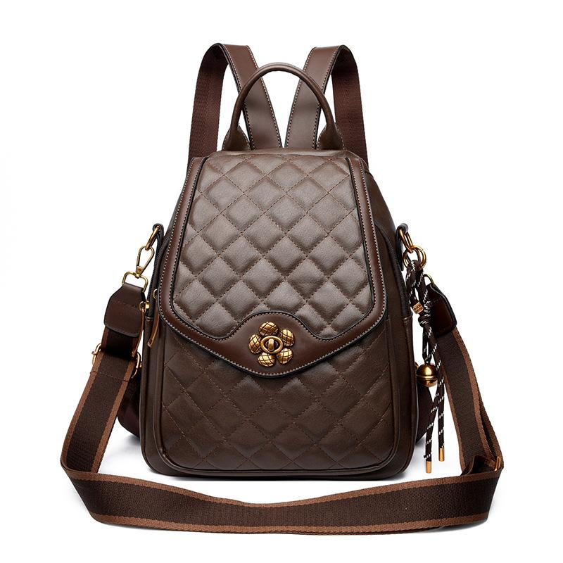 

Fashionable Backpack, Fashionable Diamond-patterned Women s Anti-theft Backpack, Travel Bag for Going Out коричневий