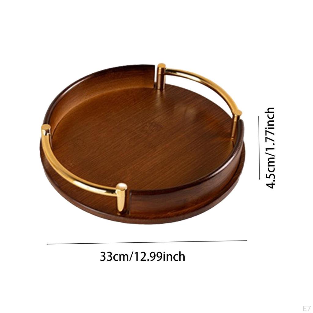 Cosmetic Tray with Handles Round Design for Trinket Storage In Coffee Table Decor