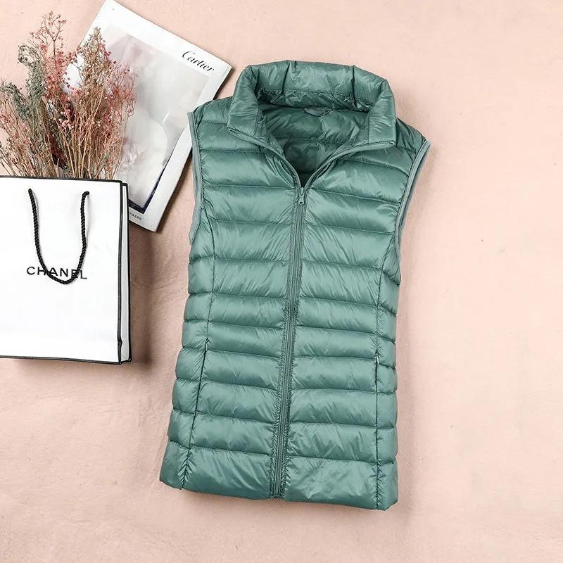 2024 White Duck Down Jacket Women Vest Autumn Winter Sleeveless Waistcoat Warm Lightweight Puffer Jacket Female Tops Outwear 8XL