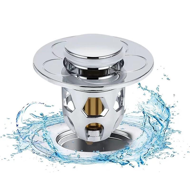 Universal Pop-up Bounce Core with Stainless Steel Hair Catcher, Bathroom Sink Strainer, Bathtub Stopper Basin Drain Filter