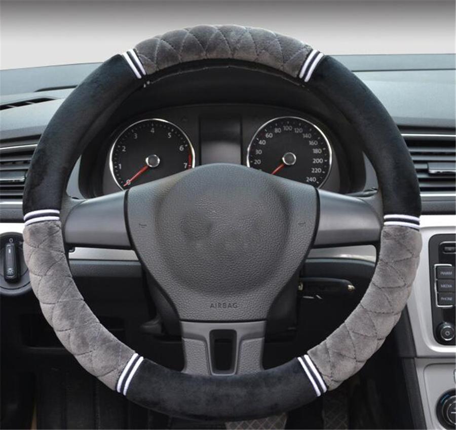 38cm Car Winter Short Plush Steering Wheel Antiskid Protector Cover Universal