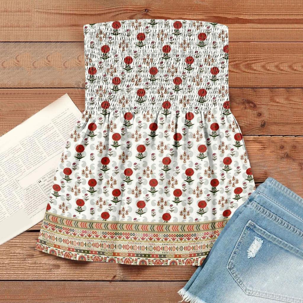 Womens Tops Dressy Casual Sleeveless Blouse Tube Tops For Women,Cute Sexy Off Shoulder Print Sleeveless T-Shirt