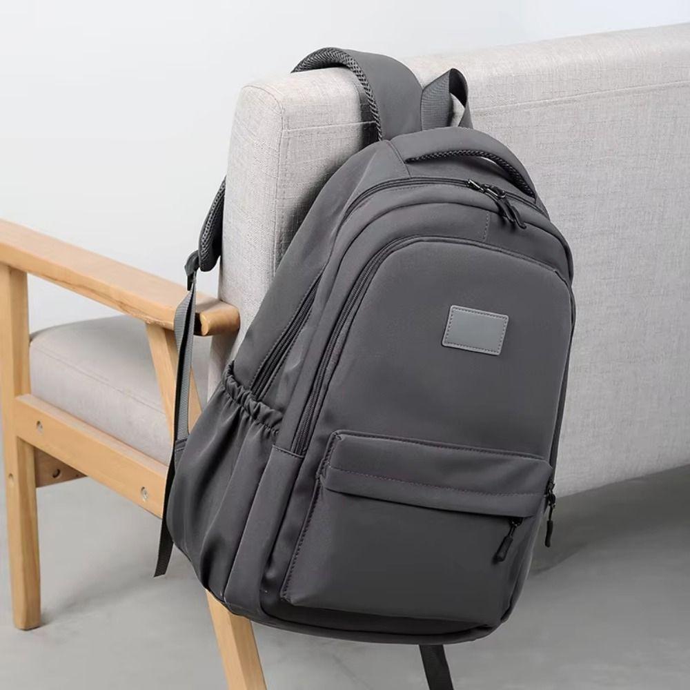 Solid Color Large Capacity Backpack zipper College Backpack Laptop School Bag  Men Women