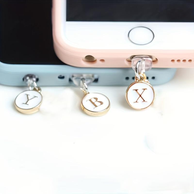 Dust Plug For Phone - Metal Pendant With 26 White English Letters - Dust Plug For Phone Jack,mobile Phone Decorations