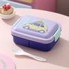 Three Compartment Plastic Lunch Box, Portable Lunch Box, Microwave Heatable Cartoon Lunch Box