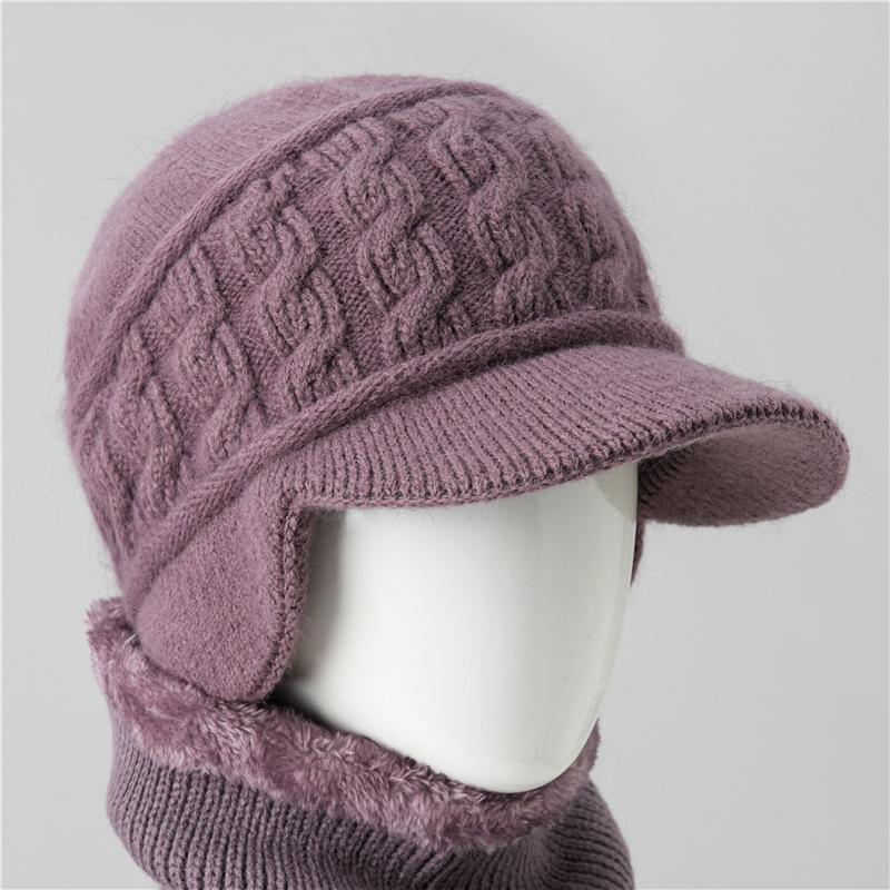 Thickened Fleece, Female Winter Elderly Ear - Protector Wool Hat, Warm for Cold Weather