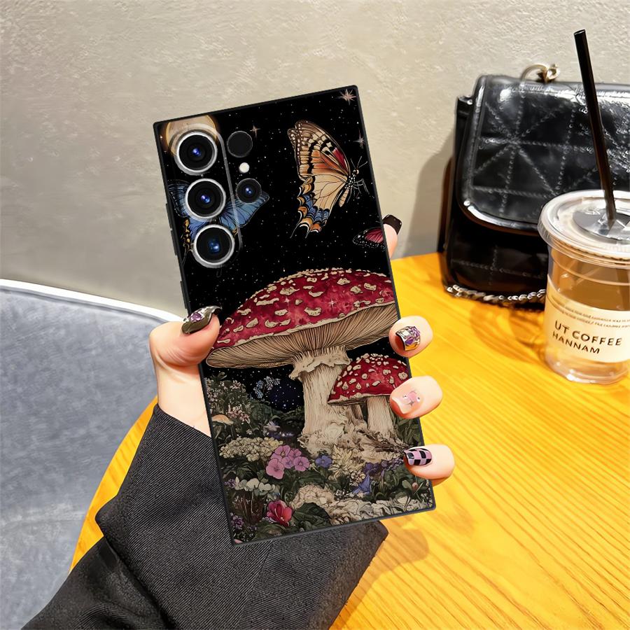 Case for Samsung Galaxy S26 Ultra S24 S10 S9 S21 FE S23 S20 Ultra Note 20 8 9 10 S25 Plus Funda Phone Cover Poker Mushroom