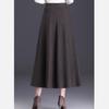 Knitted Woolen A-Line Midi Skirt - Thick, Pleated, and Slimming for Autumn/Winter