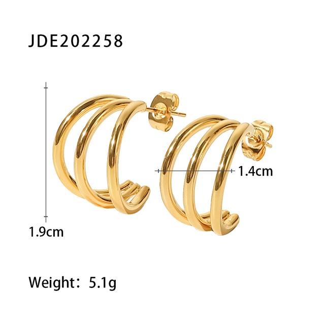 Youthway Glänzende Drei-Linien-Stecker aus Titanstahl Gussstruktur PVD-vergoldet Bling Goldfarbe Modischer Glänzender Schmuck