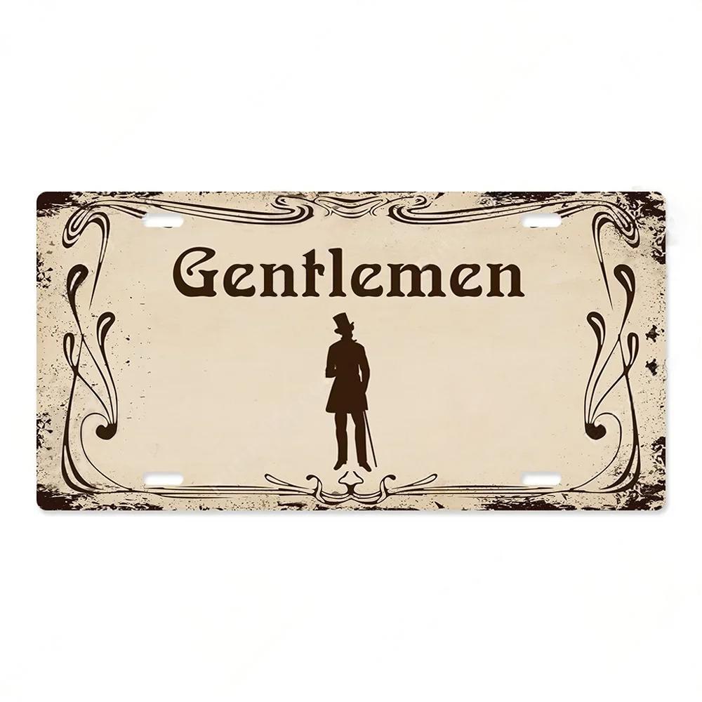 Restroom Metal Signs Wall Decor Plaque Metal Vintage License Plate for Home Bar Club Toilet Bathroom Restroom