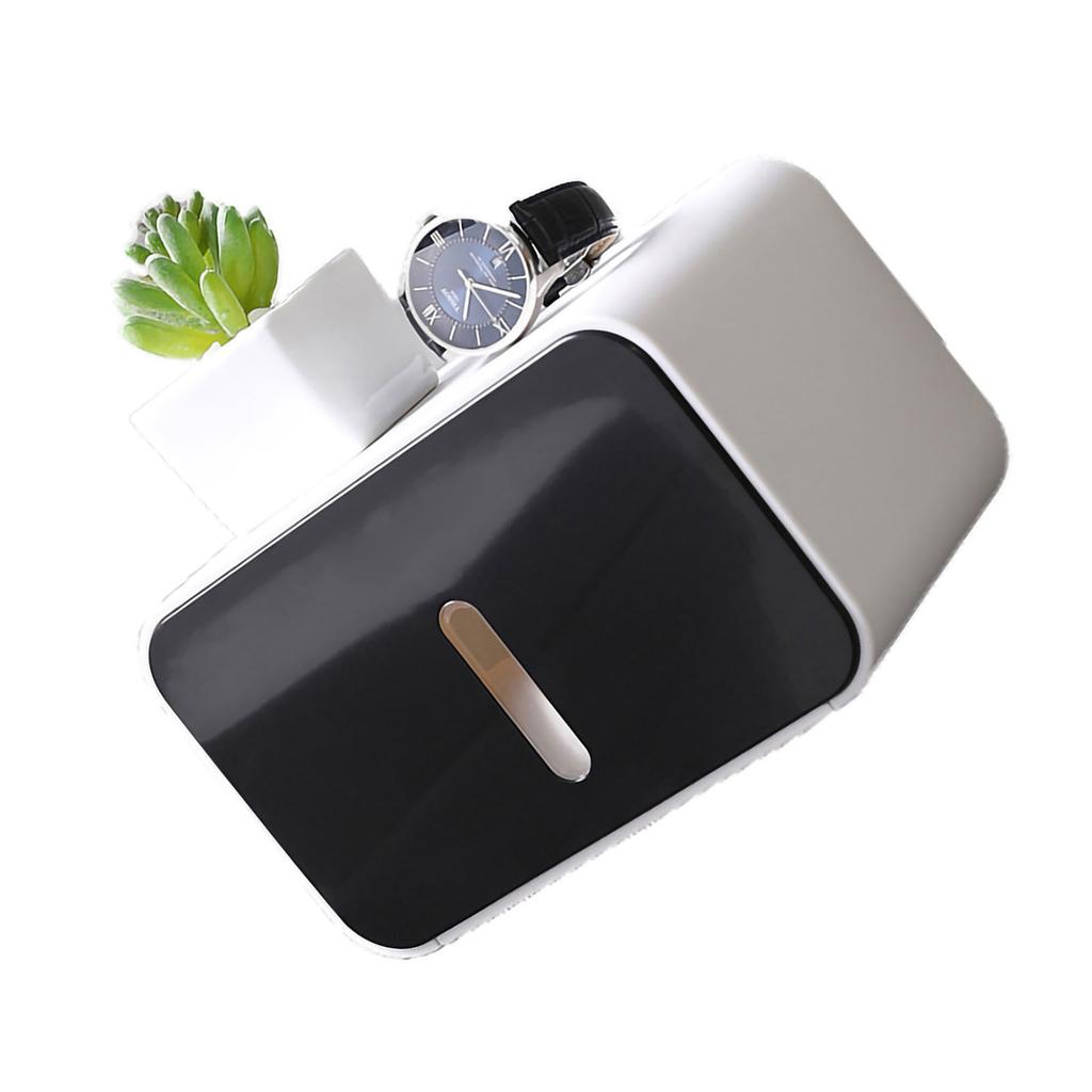 Wall Mounted Tissue Box Dual Paper Outlet Waterproof and Moistureproof Tissue Rack for Bathroom Black