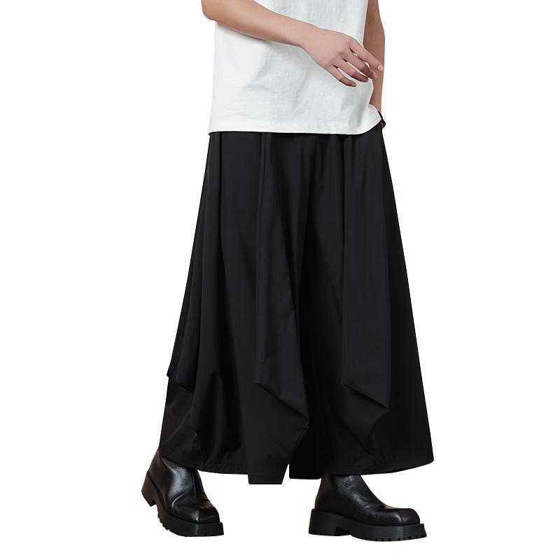 2025 Spring Summer Men Chinese Tai Chi Hanfu Trousers Men Solid Color Loose Black Pants Male Trendy Casual Wide Leg Pants