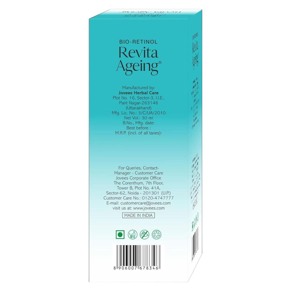 Jovees Herbal Bio Retinol Anti Aging Face Serum 30ml | Reduces Wrinkles Fine Lines | Hydrating Brightening  Serum For Younger Looking Smooth Skin