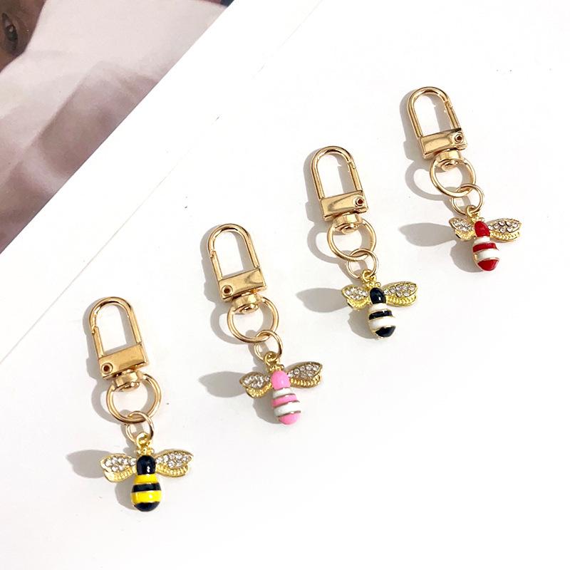 Exquisite Rhinestone Mini Bee Keychain - Women's Bag Charm