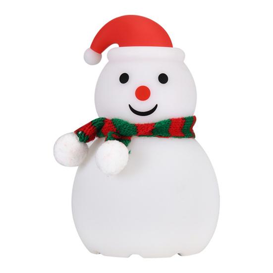 Snowman Tap Light Cute Christmas Lamp Rechargeable Silicone Touch Bedside Light Snowman Mood Lighting for Christmas Tree