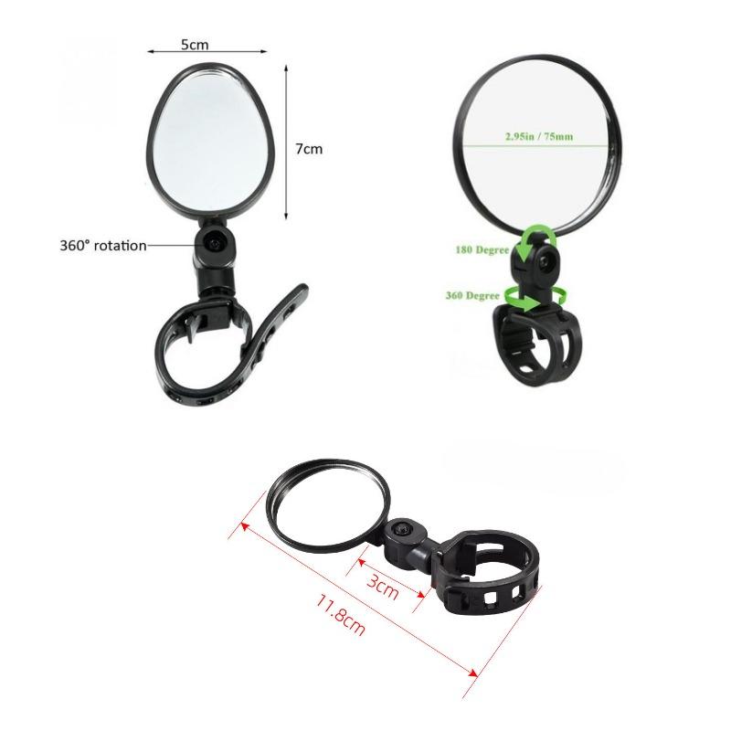 Bicycle Rearview Mirror 360 Degree Adjustable Rotatable Cycling Handlebar Rear View Mirrors for MTB Road Bike Safety Accessories