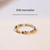 Women's Natural Rainbow Tourmaline Elastic Bead Ring - Chinese Style Crystal Jewelry