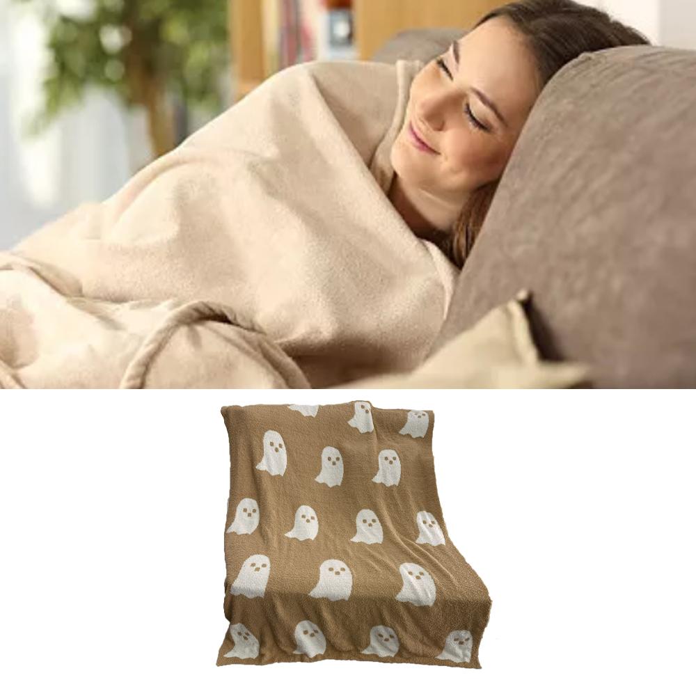 Ghosts Blanket Soft Comfortable Breathable Halloween Throw Blanket for Watching TV Camping Khaki 127x152cm/50x60in 850g/30oz