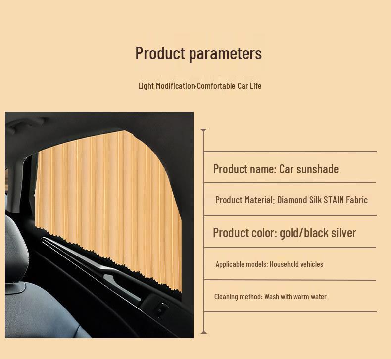 Retractable Magnetic Car Window Sunshade Curtain for Heat Insulation