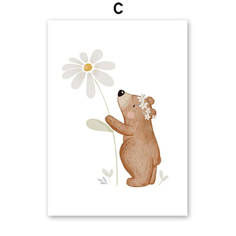 Boho Cartoon Bear Hedgehog Car Ship Balloon Posters Art Prints Canvas Painting Wall Pictures For Baby Kids Room Home Decoration