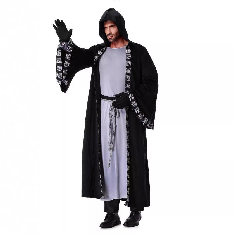 Halloween new death priest cold robe warrior cape adult men's stage costume