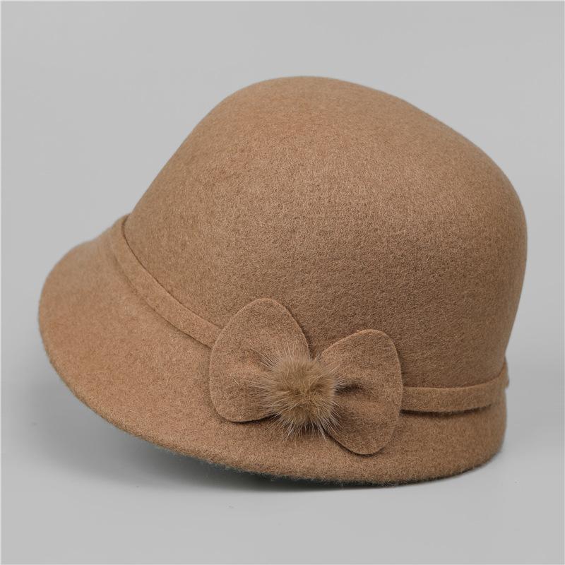Шляпа Женская Сезон Мать Бабушка Пожилая Женщина Теплая Шляпа Утолщенная Шерстяная Шляпа-Ведро Иностранный Газ M（56-58cm） верблюд