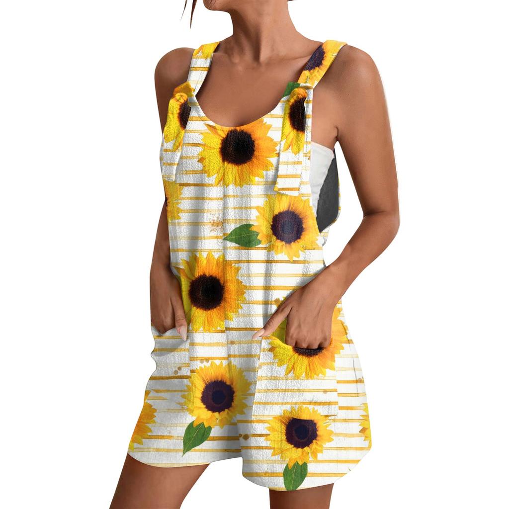 Women's Fashion Floral Print Jumpsuit Casual Jumpsuit Shorts