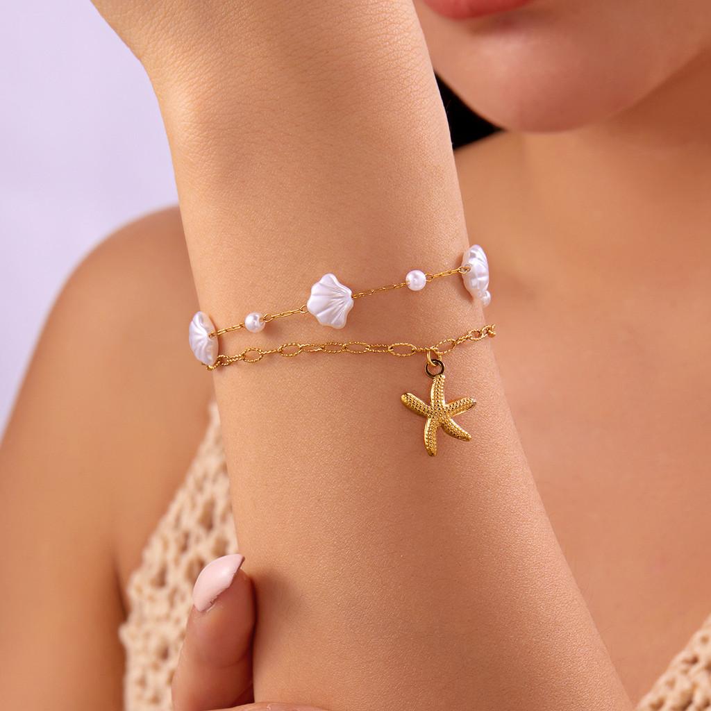 Nautical Shell Pearl Necklace For Women Fashion Ocean Inspiration With Elegant Chain Bracelet