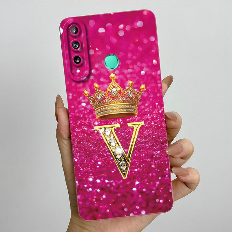 For Huawei Y7p P40 Lite E ART-L28 ART-L29 Fashion Initial Letter Couple Phone Case Y7P 2020 Soft Silicone TPU Protective Casing