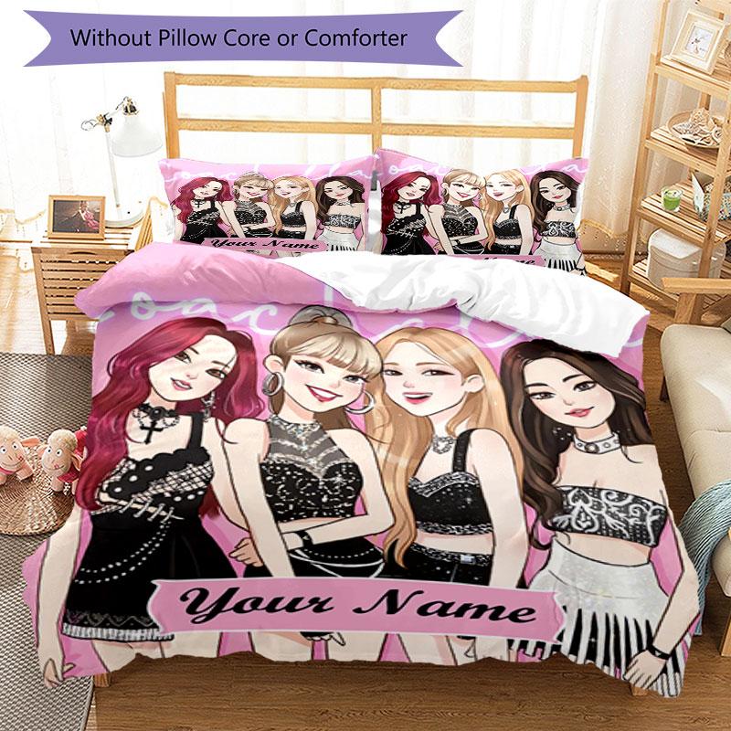 3PC Custom Name Coachella Glamour Bedding Set Printed Bedding Set Duvet Cover Closure Includes 1 Duvet Cover & 257 Pillowcases for Bedroom