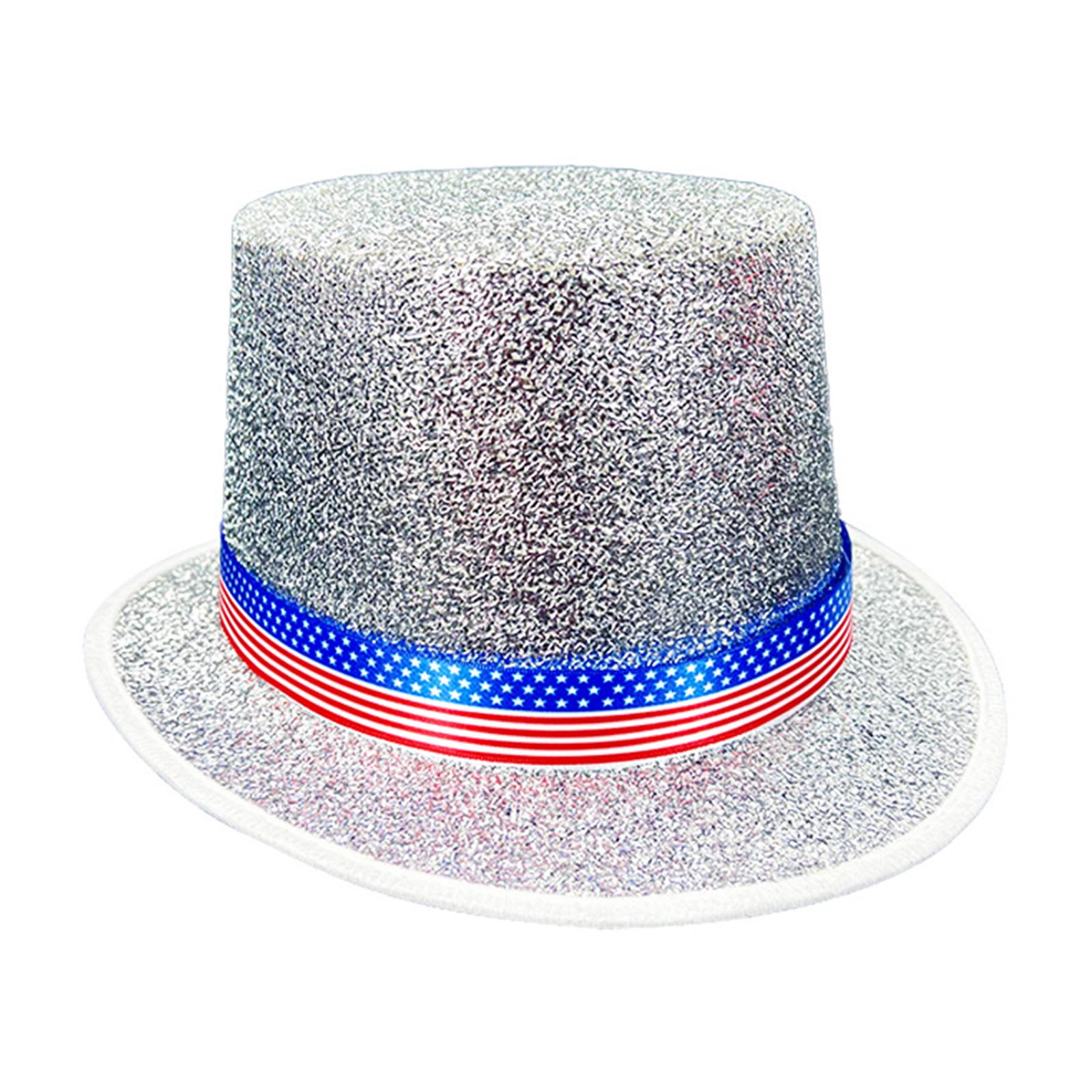 

Shimmering Tall Hat for Stage Performances Masquerade Headwear Gentleman Hat for Carnivals Party Theme Event Headpiece серебряный