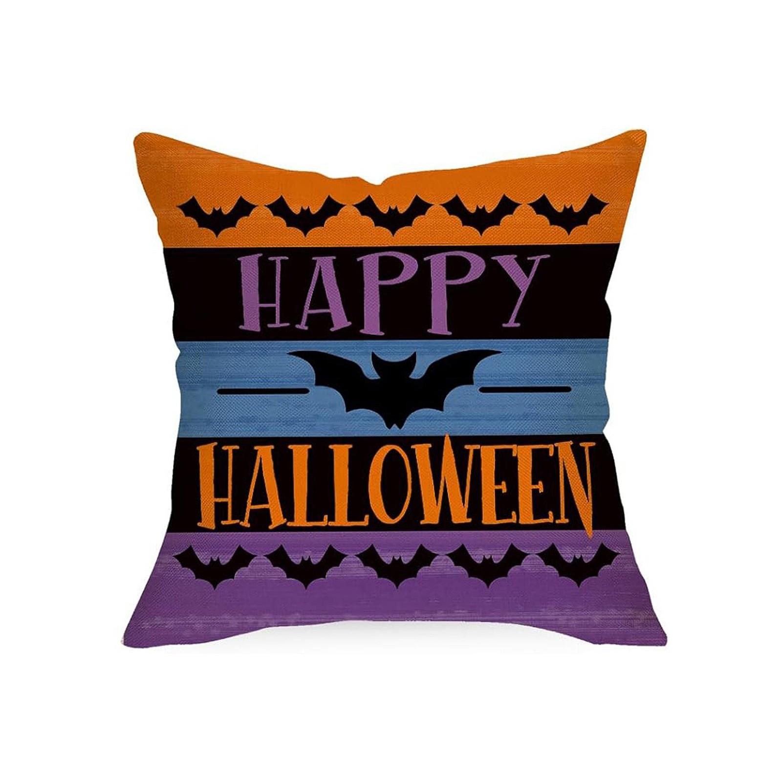 Halloween Decorative Linen Throw Pillow Cover With Single Sided Print (Pillow Insert Not Included) One Size