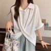 Navava Women Stylish Cross Hem Short Sleeve Shirt Nb2789