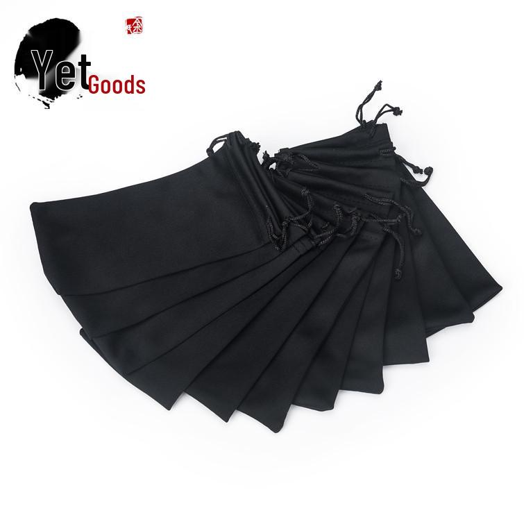 Czarny Dzianinowy Pokrowiec na Okulary i Okulary Przeciwsłoneczne z Przechowywaniem Ściereczki do Czyszczenia