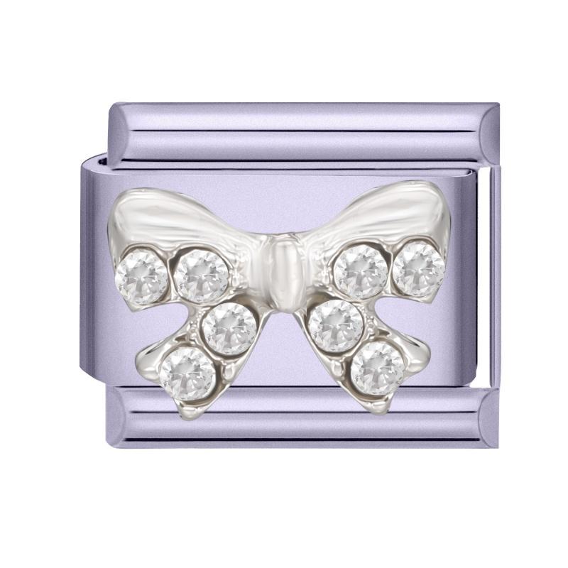 Y2K Purple Series Bow Candy Heart Flower Shiny Italian Charm Links Fit 9MM Stainless Steel Bracelet Girls' DIY Making Jewelry