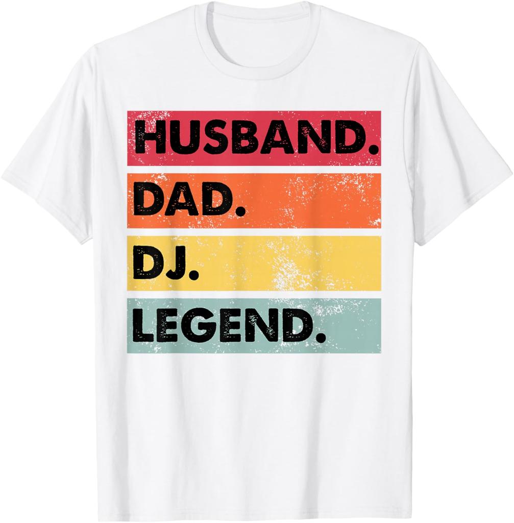 HHusband Dad DJ Legend Funny DJ Disc Jockey Music Player TShirt Casual Short Sleeve Top
