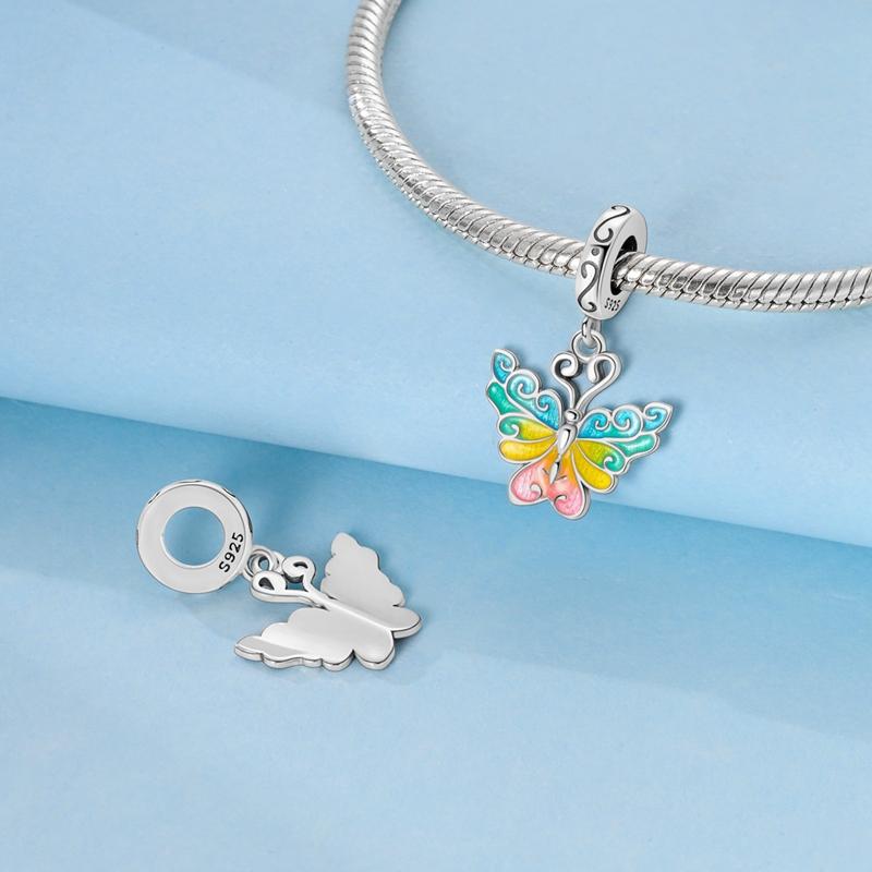 Original Copper Stylish Charms Beads Colorful Butterfly Pendants For Women Girls Fashion Bracelet Necklace Making Gifts