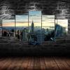 New York City Buildings Landscape 5 Piece Five Panel Wall Canvas Print Modern Art Poster Picture Home Decor Gift For Him For Her