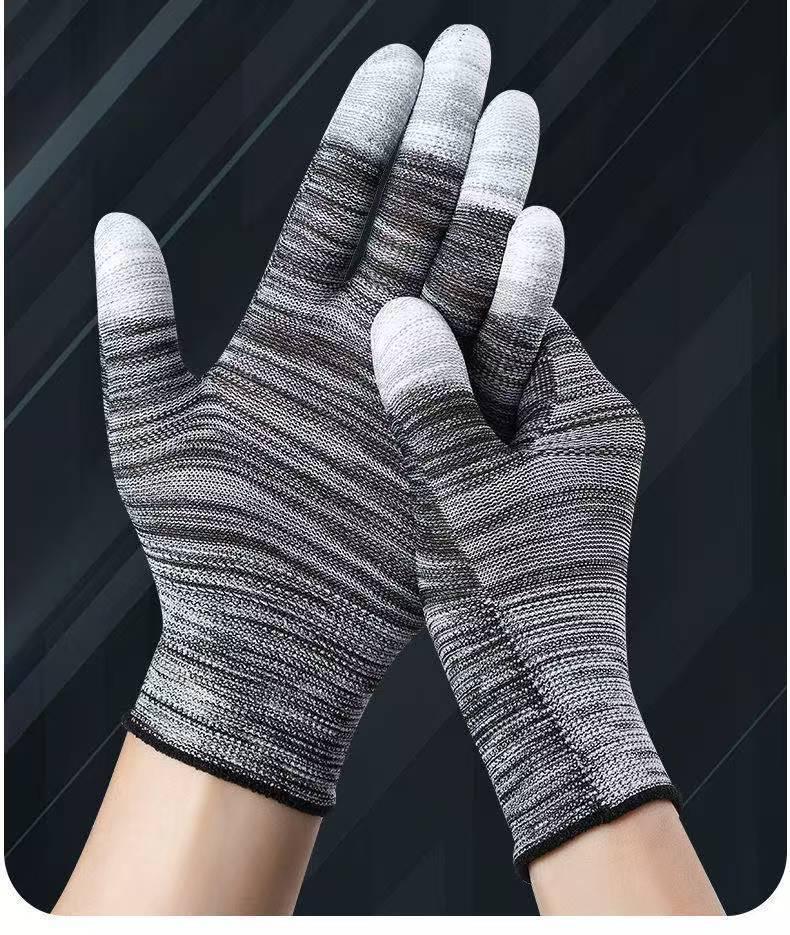 Breathable Anti-Slip PU Coated Nylon Finger Gloves: Wear-Resistant, Anti-Static Protection for Men and Women