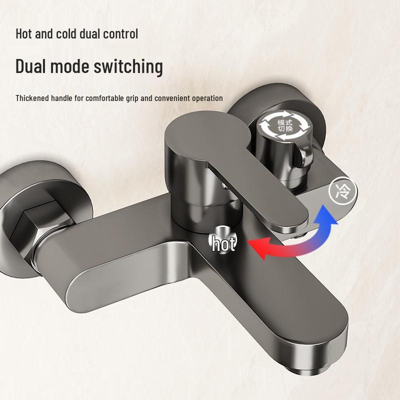 Juego de grifo de ducha y baño de 3 funciones color Gunmetal con mezclador