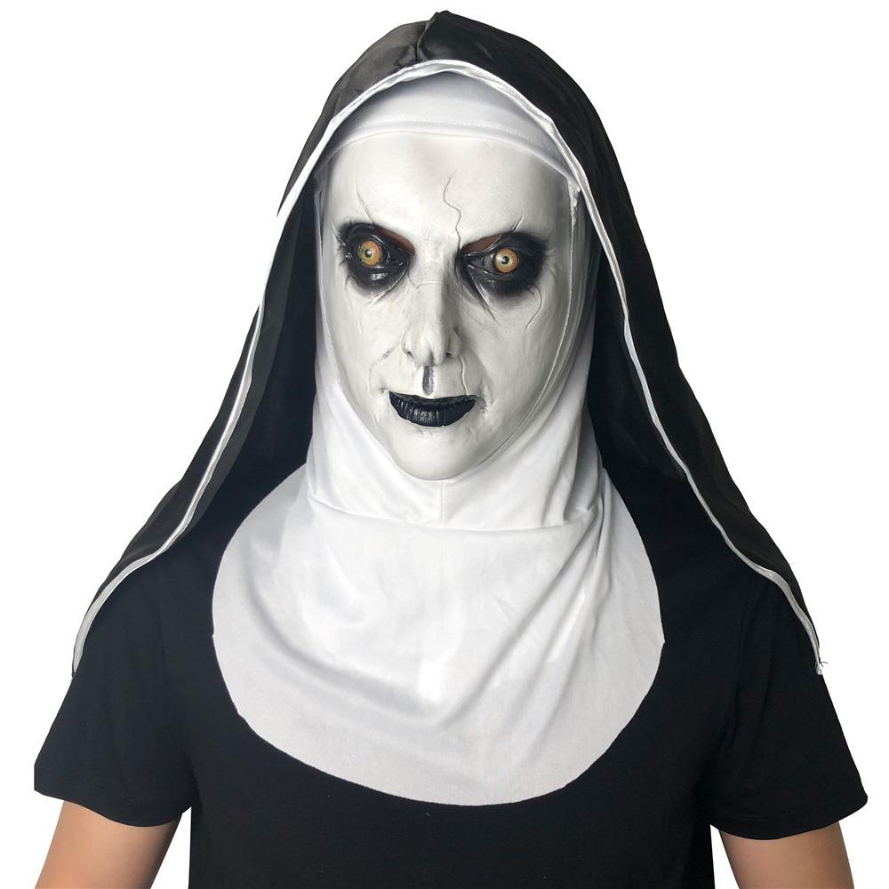 LED Glowing Nun Mask - Halloween Ghost Face Scare Prop