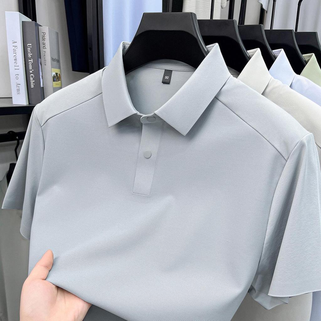 2026 Herren Sommer Kurzarm Kühl Sonnenschutz Poloshirt - Lässig und Vielseitig Einfarbige für Pendler mittleren Alters
