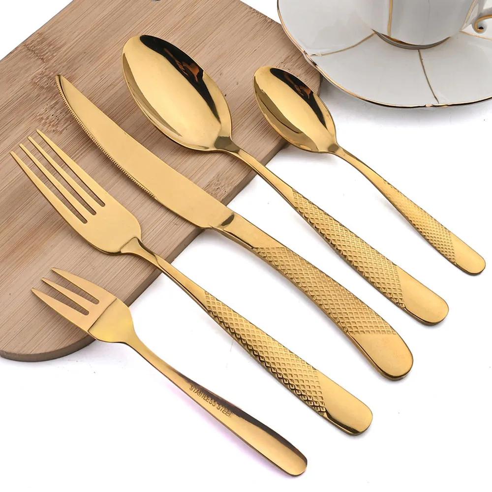30pcs Dinnerware Sets Stainless Steel Tableware Set Knife Fork Spoon Flatware Western Cutlery Set Knife Fork Spoon Tea Spoon