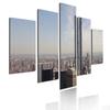 Wall Art Metropolis Skyscrapers Canvas Painting 5 Pieces Modular Picture Bustling City Night Poster HD Printed for Home Decor